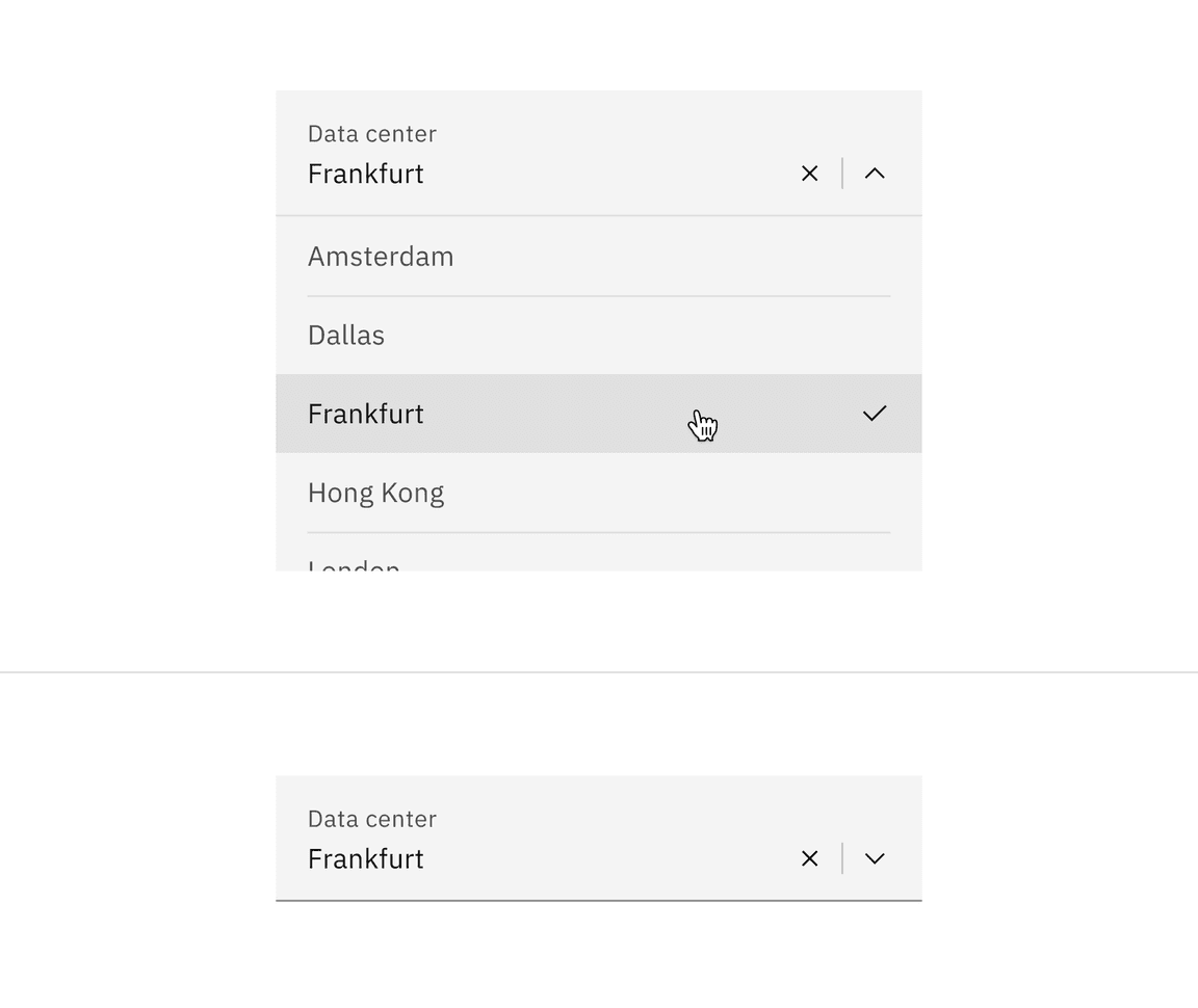 Fluid combo box selected state.